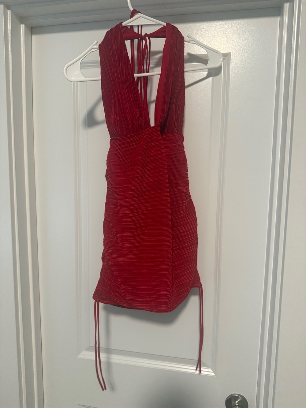 Lucy in the Sky Red Pleated Textured Dress